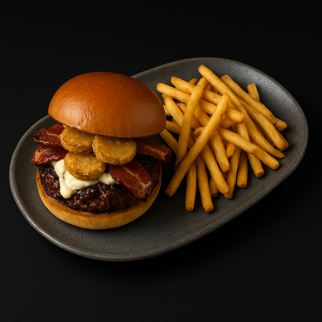 Blue Bacon Smash Burger.