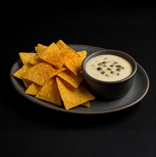 Cinder Brew Queso & Chips.